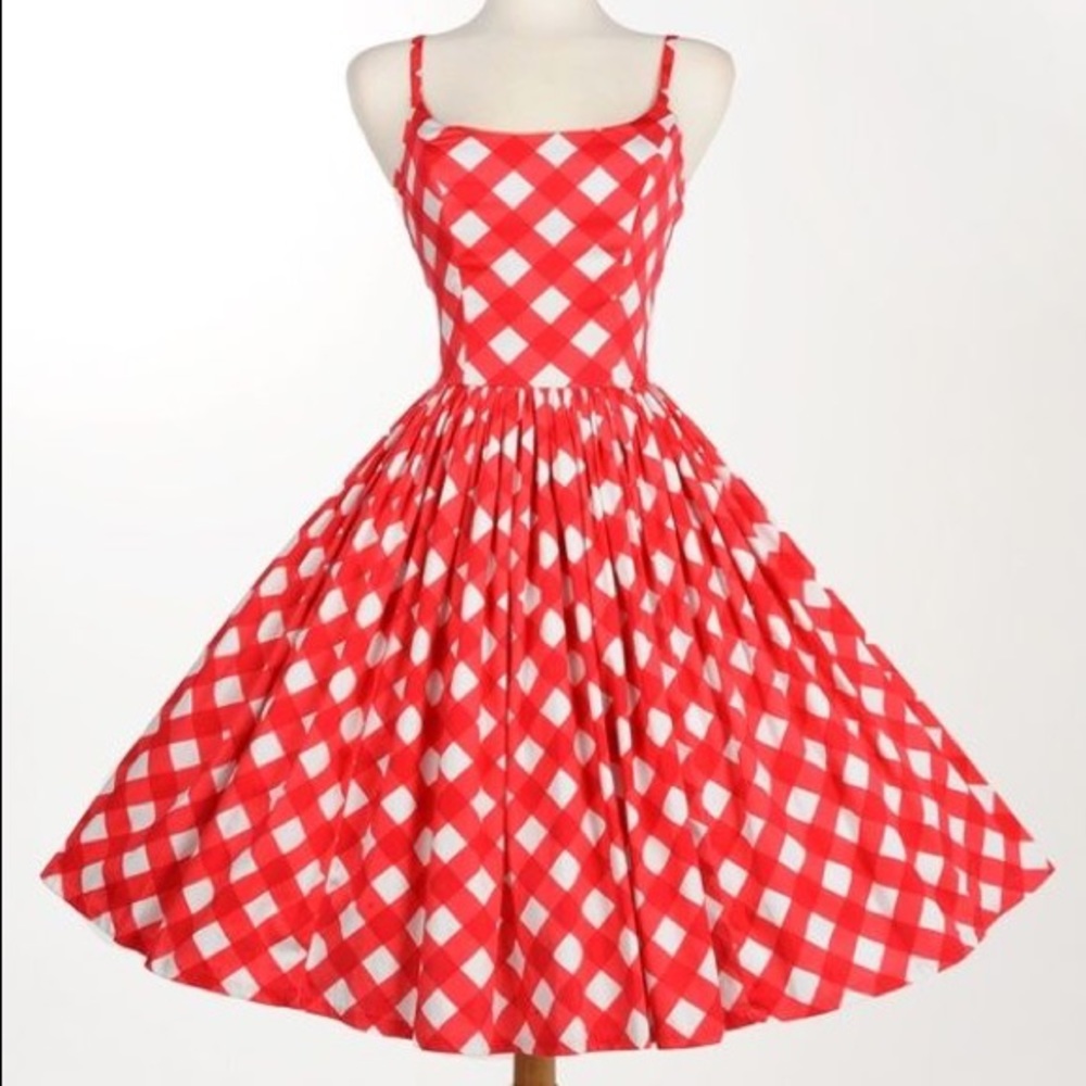 Pinup Couture Jenny Dress in Red Picnic Check
